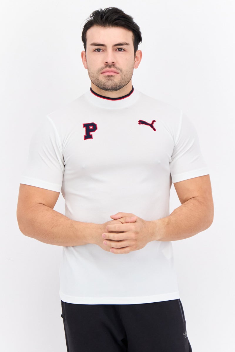 PUMA Men Sportswear Fit Embroidered Logo Short Sleeves Outdoor T-Shirt, White - Image 1
