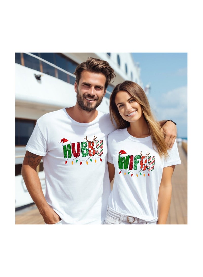 برينت شوب فور مي تي شيرت عيد الميلاد للأزواج برقبة دائرية وأكمام قصيرة - قمصان احتفالية متطابقة للأزواج - تي شيرت قطني ناعم - Image 3