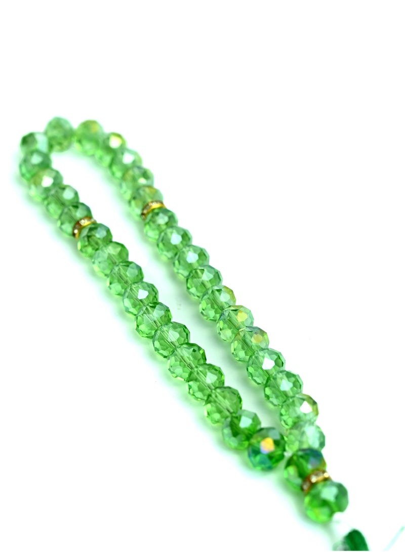 Tasbeeh Crystal Prayer Beads/Muslim Tasbeeh Rosary Bracelet Necklace Gift Islamic Tasbih/ 99 Meditation Worry Beads (Green）  - Image 3