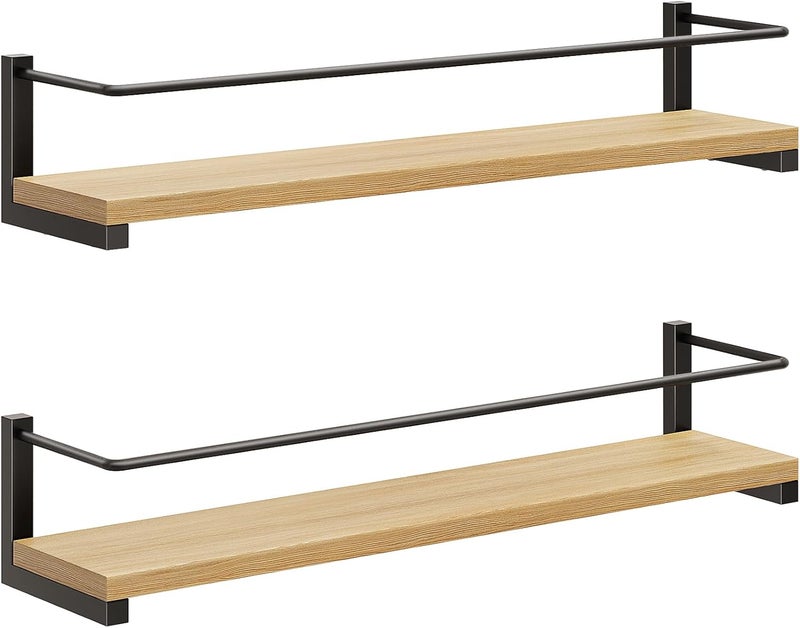 OROPY Spice Rack Wall Mounted, Rustic Wood Hanging Rack for Over The Stove, Kitchen Wall, 2 Pack - Image 1