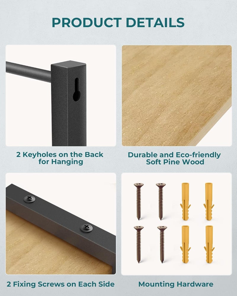 OROPY Spice Rack Wall Mounted, Rustic Wood Hanging Rack for Over The Stove, Kitchen Wall, 2 Pack - Image 5