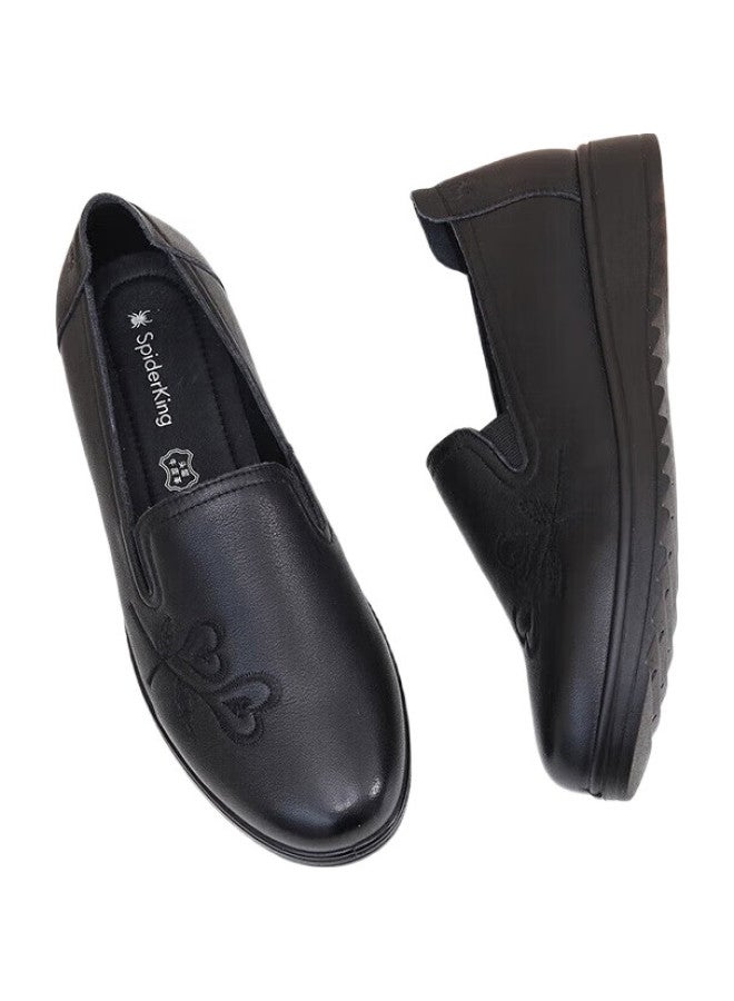 Spider King Women'S Shoes Middle-Aged And Elderly Mother Shoes Flat Casual Soft Bottom Single Shoes Fashion Small Leather Shoes 09255 Black 39 - Image 1