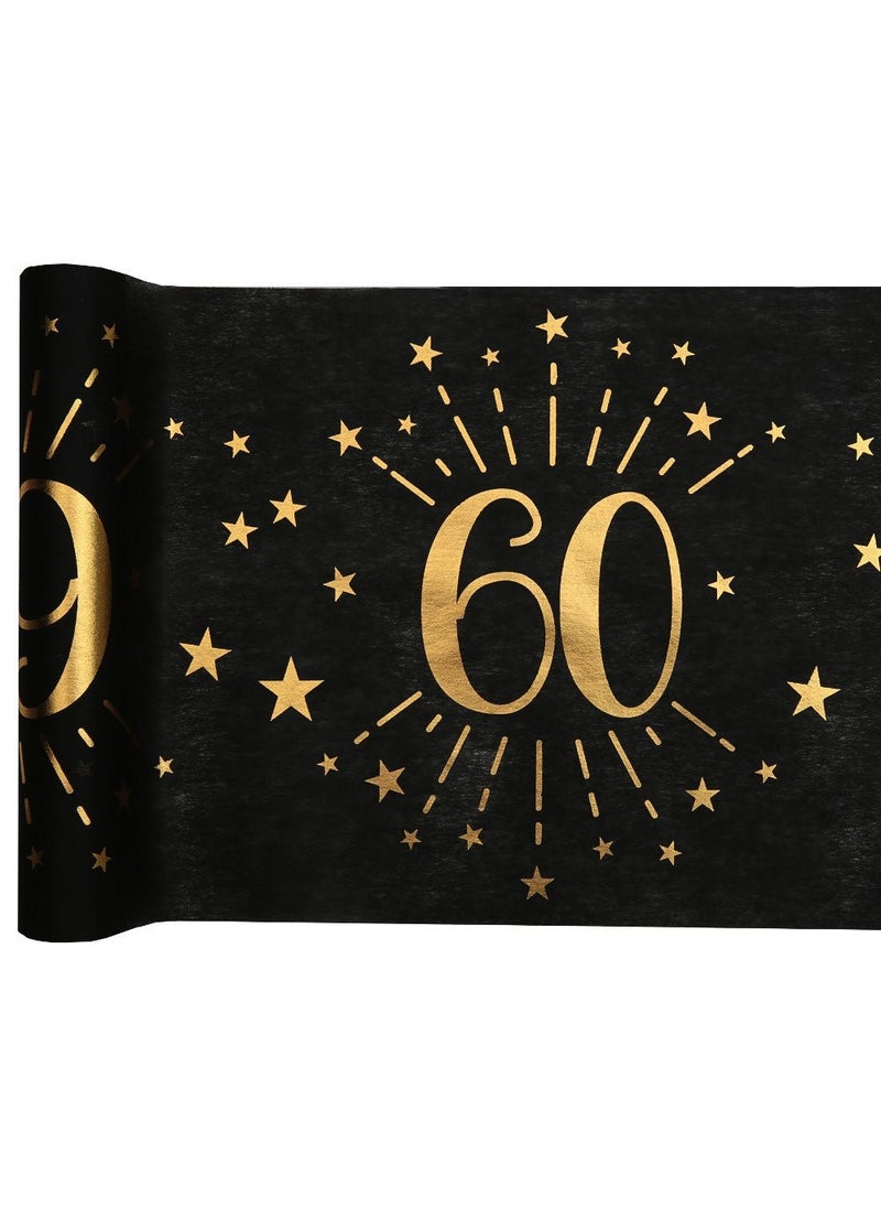 60-Years Birthday Anniversary Table Runner Black 500x30cm