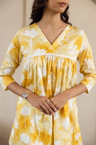 Kalaanj Kurta Set for Women || 2 pic co-ords Set for Women (KALSS25SP474_KB-Yellow-M) - Image 4