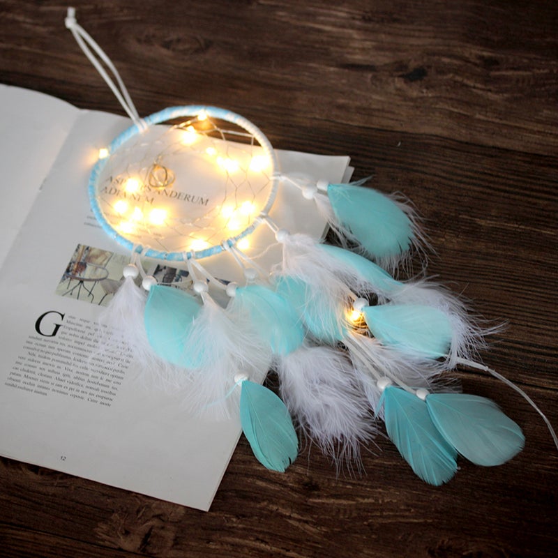 Dreamcatcher Hanging Lighted Handmade Decorative Gift for Home Room Balcony Window (Sky- ) - Image 4