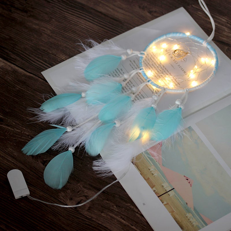 Dreamcatcher Hanging Lighted Handmade Decorative Gift for Home Room Balcony Window (Sky- ) - Image 1