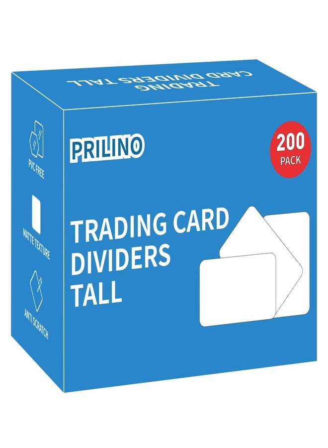 Prilino 200ct Tall Trading Card Dividers - White Plastic Card Divider, Page Dividers for Storage Boxes, Standard Vertical Fit for Sports/Games Card Categorization and Management - Image 1