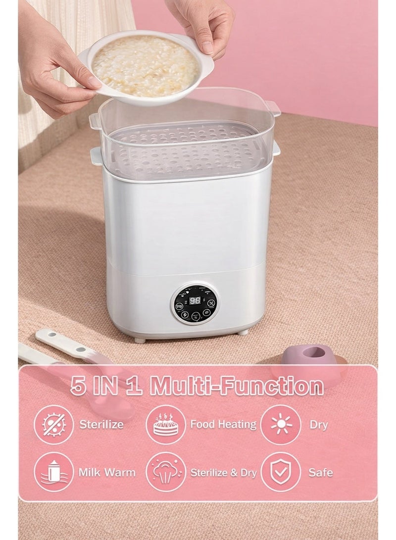 موميلو معقم ومجفف زجاجات الأطفال 5 في 1 بسعة كبيرة، جهاز تعقيم وتجفيف كهربائي بطبقتين لزجاجات الأطفال، اللهايات وأجزاء مضخة الحليب - Image 5