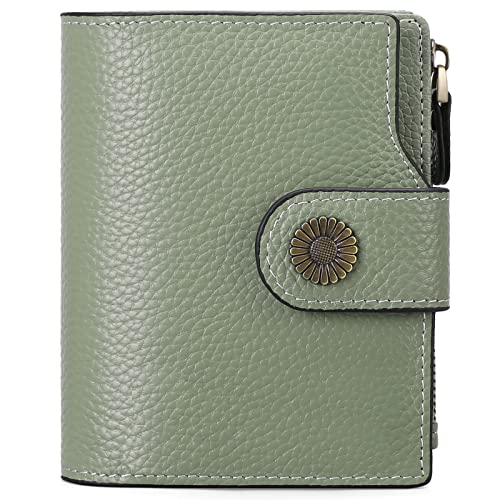 Falan Mule Women's Lightweight Genuine Leather Wallet, Includes Card Holders, RFID-Blocking, Lightweight, Photo & ID Holder, Green - Image 1