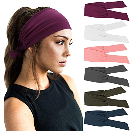 DRESHOW 6 PCS Adjustable Headbands for Women Knotted Headbands Elastic Non-Slip Fashion Hair Bands for Workout Sports Running Yoga - Image 1
