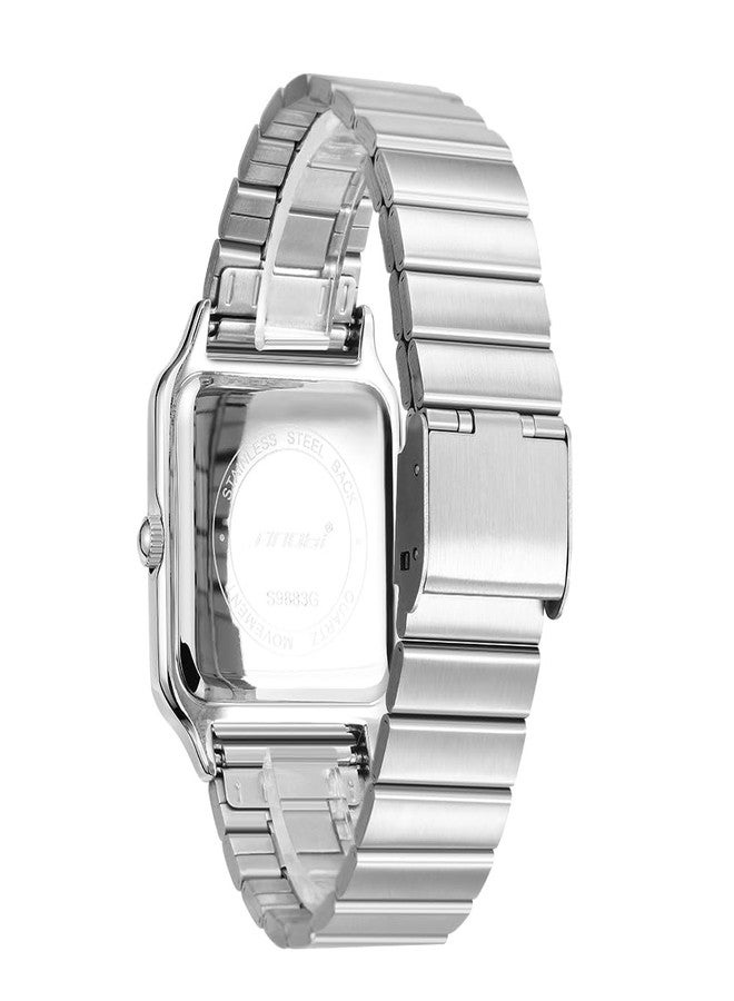 SINOBI Classic Square Watches for Men with Roman Numerals Casual Watch (Silver-Green) - Image 4