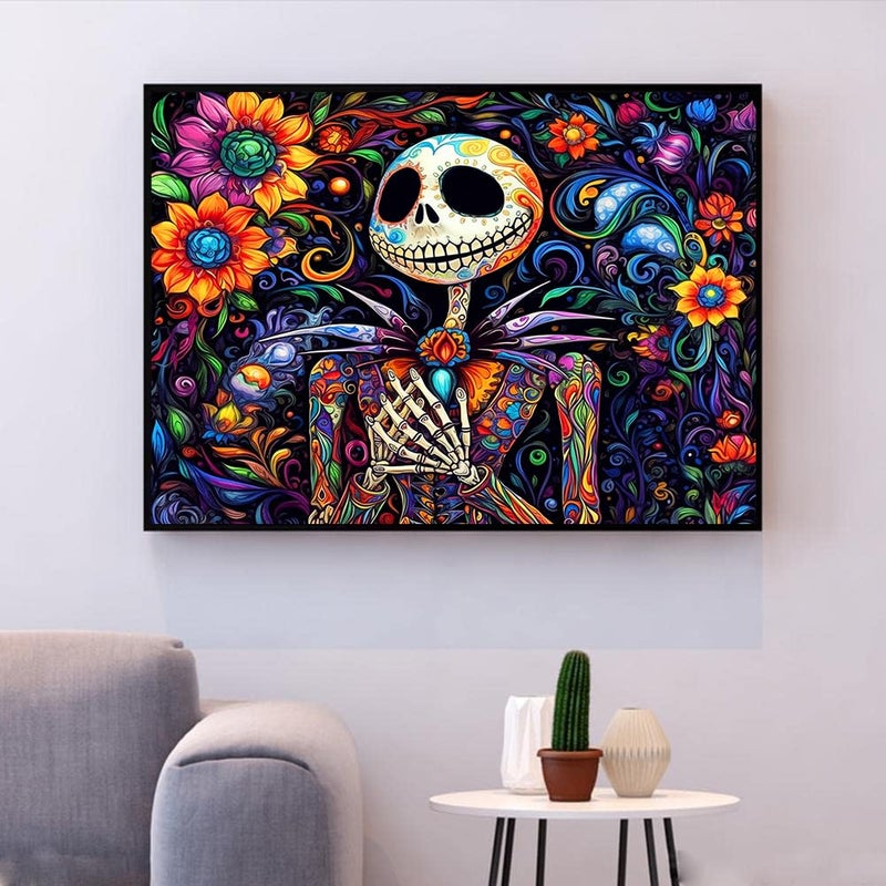 Meothan Halloween Diamond Art for Adults, Skullhead Jack Diamond Art Painting Kits for Adults Beginners, 5D Full Drill Nightmare Before Christmas Paint With Diamonds Gem Art Crafts Kits for Home Decor 12x16in - Image 2