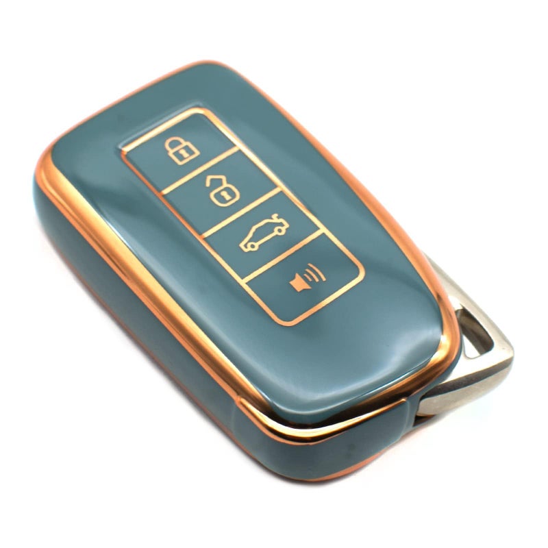 FEYOUN Key Fob Cover Compatible with Lexus RX ES GS LS NX RS GX LX RC LC is Smart 4 Buttons TPU Remote Keyless Key Fob Case Protection Shell Accessories Blue Gray - Image 3