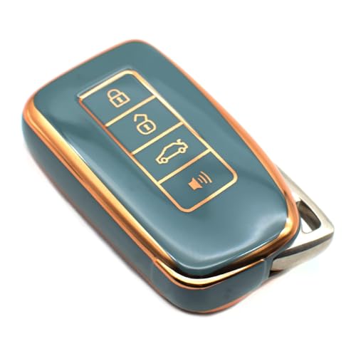 FEYOUN Key Fob Cover Compatible with Lexus RX ES GS LS NX RS GX LX RC LC is Smart 4 Buttons TPU Remote Keyless Key Fob Case Protection Shell Accessories Blue Gray - Image 1