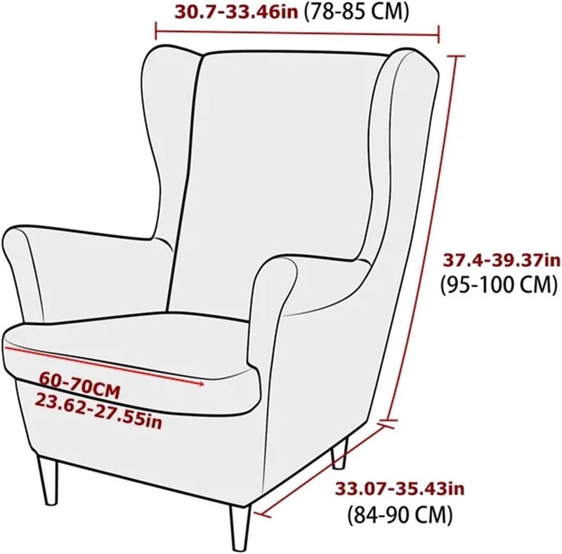 Chair Covers Armchair Stretch Wingback Chair Covers Jacquard Armchair Slipcovers Wing Cover with Seat Cushion Case Sofa(B8 Stool Cover) - Image 3
