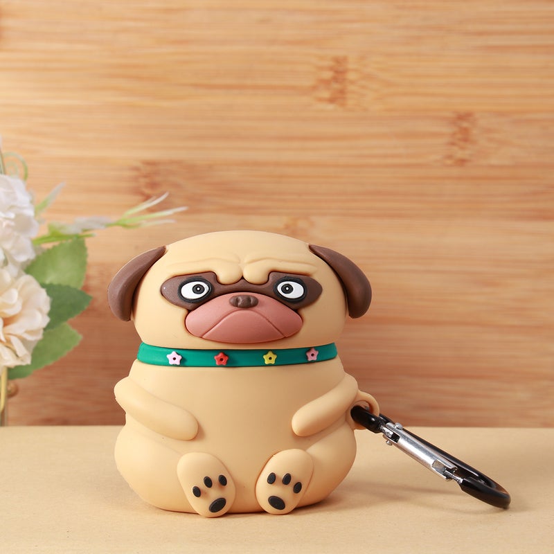 Dog Earphone Case Cover Portable Silicone Headset Case Protector Compatible for AirPods 1/2 ( Pei, with Hook) - Image 1
