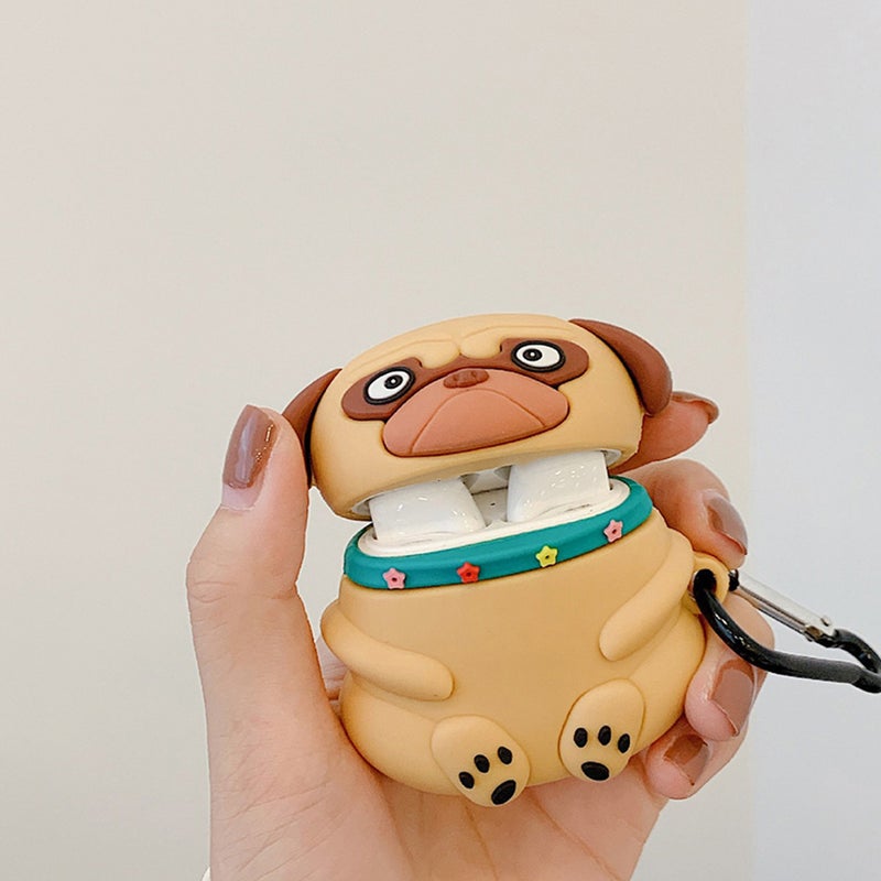 Dog Earphone Case Cover Portable Silicone Headset Case Protector Compatible for AirPods 1/2 ( Pei, with Hook) - Image 4