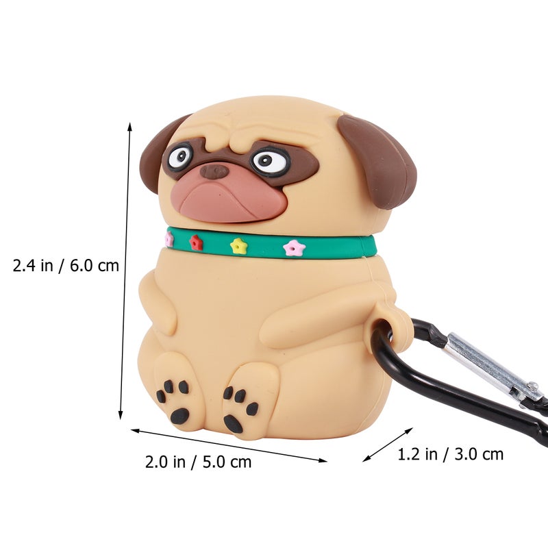 Dog Earphone Case Cover Portable Silicone Headset Case Protector Compatible for AirPods 1/2 ( Pei, with Hook) - Image 2