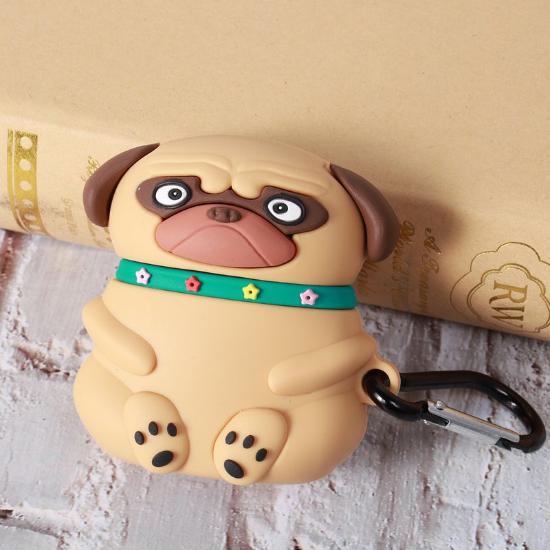 Dog Earphone Case Cover Portable Silicone Headset Case Protector Compatible for AirPods 1/2 ( Pei, with Hook) - Image 5
