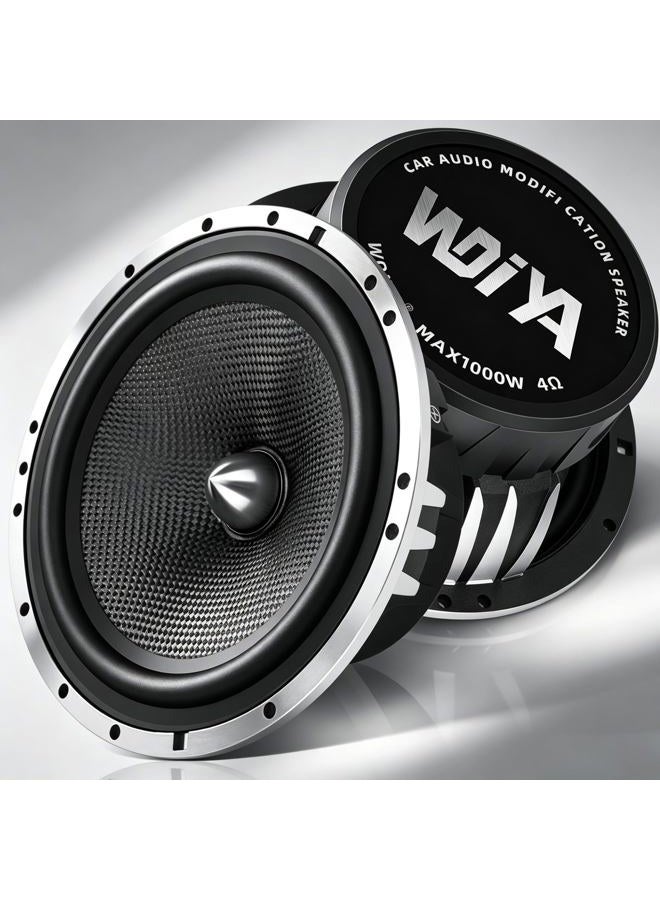 WDiYA 2025 Upgrade 6.5-Inch Car Speakers 1000W Peak Power - High-Performance Carbon Fiber Cone Woofers, Bullet Head Design for Clear Bass & Stereo Sound, Door Audio System (2 Speakers) - Image 1