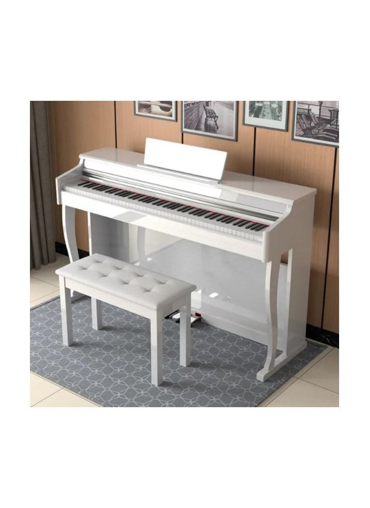 Megarya Professional Design Upright Digital Piano 88 Hammer Action Piano Superimposed Sound Effect USB Jack Electronic Organ Polished Finish (Polished White)  - Image 1
