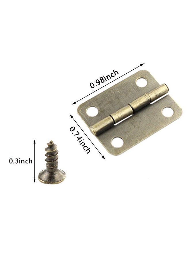 Wobe Wobe 60pcs Small Box Hinges and 30 Sets Antique Right Latch Hook Hasp with 360 Pcs Replacement Screws for Wood Jewelry Box Hasp Catch Decoration - Bronze Tone  - Image 3