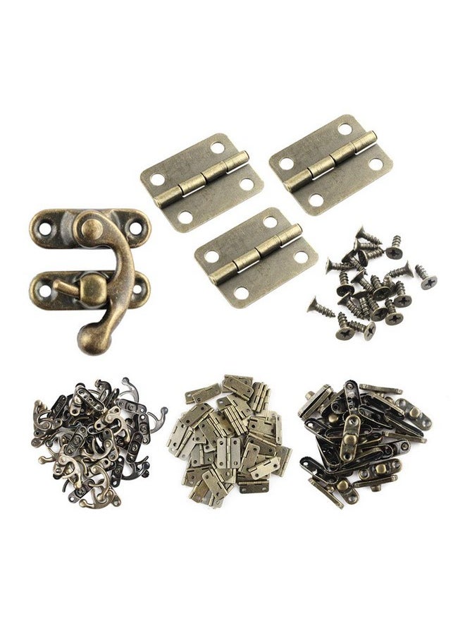 Wobe Wobe 60pcs Small Box Hinges and 30 Sets Antique Right Latch Hook Hasp with 360 Pcs Replacement Screws for Wood Jewelry Box Hasp Catch Decoration - Bronze Tone  - Image 1