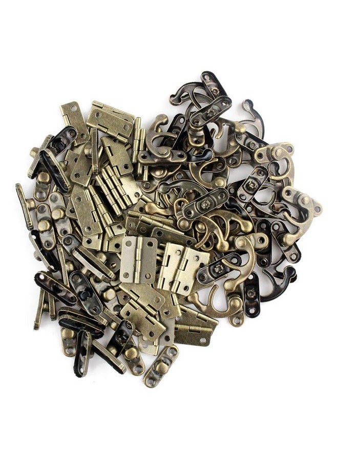 Wobe Wobe 60pcs Small Box Hinges and 30 Sets Antique Right Latch Hook Hasp with 360 Pcs Replacement Screws for Wood Jewelry Box Hasp Catch Decoration - Bronze Tone  - Image 4