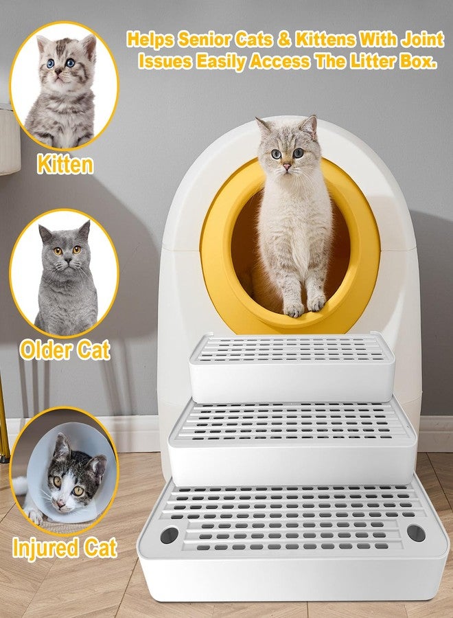 Usluole Adjustable 3 Steps Litter Box Ramp with Detachable Litter Trapper, Non-Slip Easy Clean Cat Litter Stair for Small & Elderly Cats, Cat Steps for Automatic Litter Box, White - Image 5