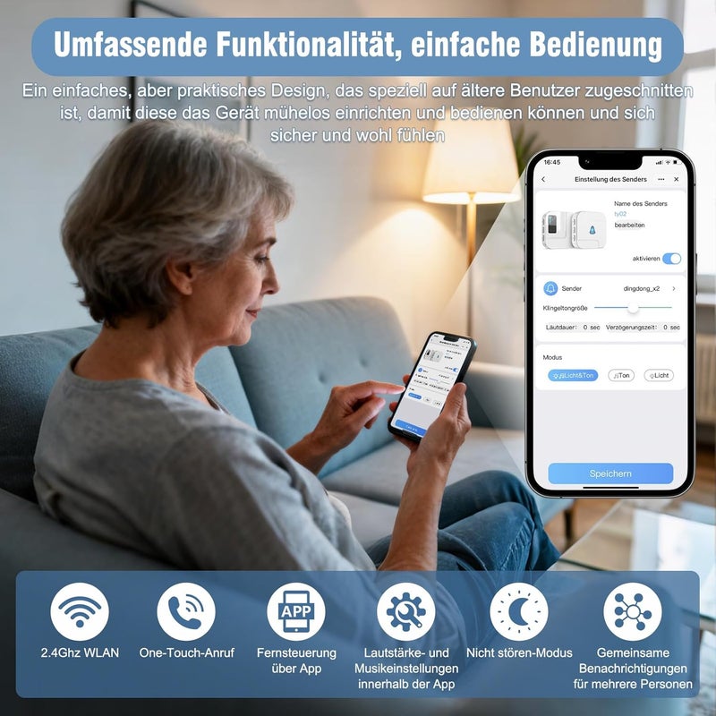 ChunHee WiFi Emergency Call Button for Seniors Emergency Alert Bracelet for Seniors Patients Disabled Elderly (supports only 2.4GHz Wi-Fi) (1*receiver + 2 buttons + 1*bracelet) - Image 4