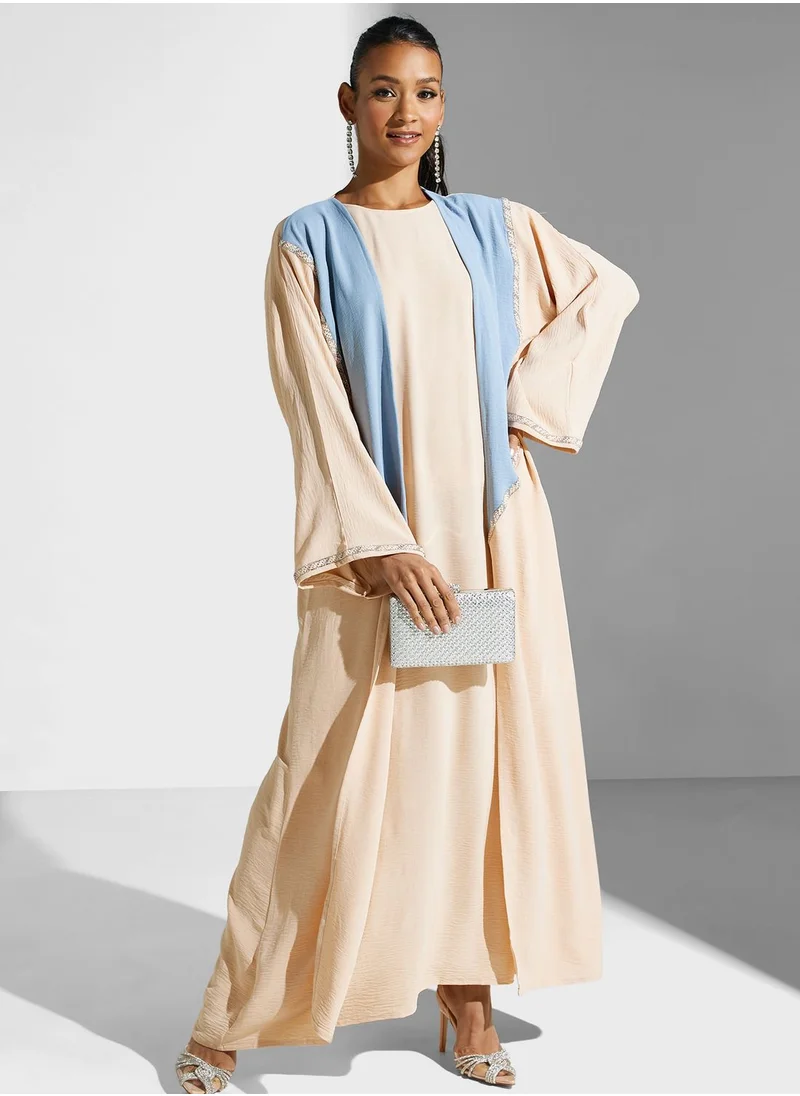 hayas closet Embellished Flared Sleeve Abaya