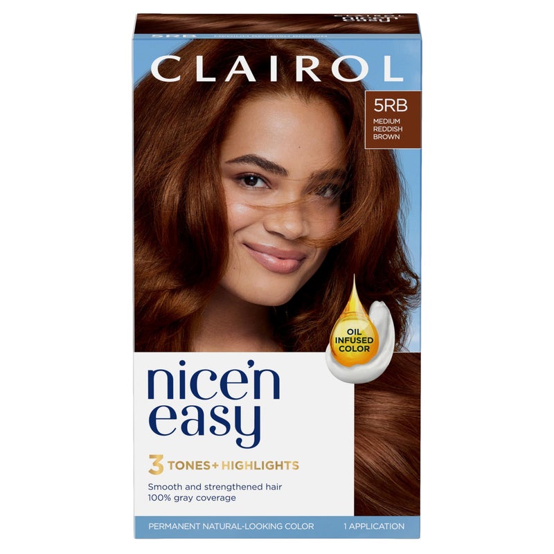 Clairol Nice'n Easy Permanent Hair Dye, 5RB Medium Reddish Brown Hair Color, Pack of 1 - Image 1
