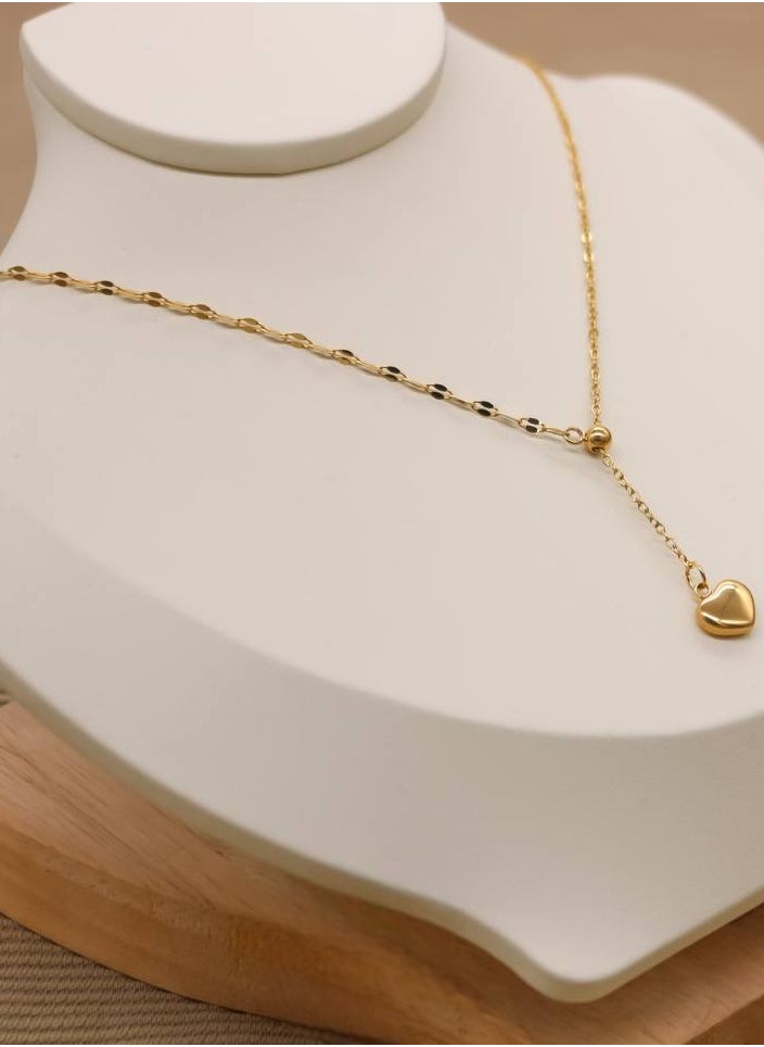 Ward - Women's Necklace Adjustable Heart-Shaped with Simple Made of Stainless Steel in Gold Color - Image 1