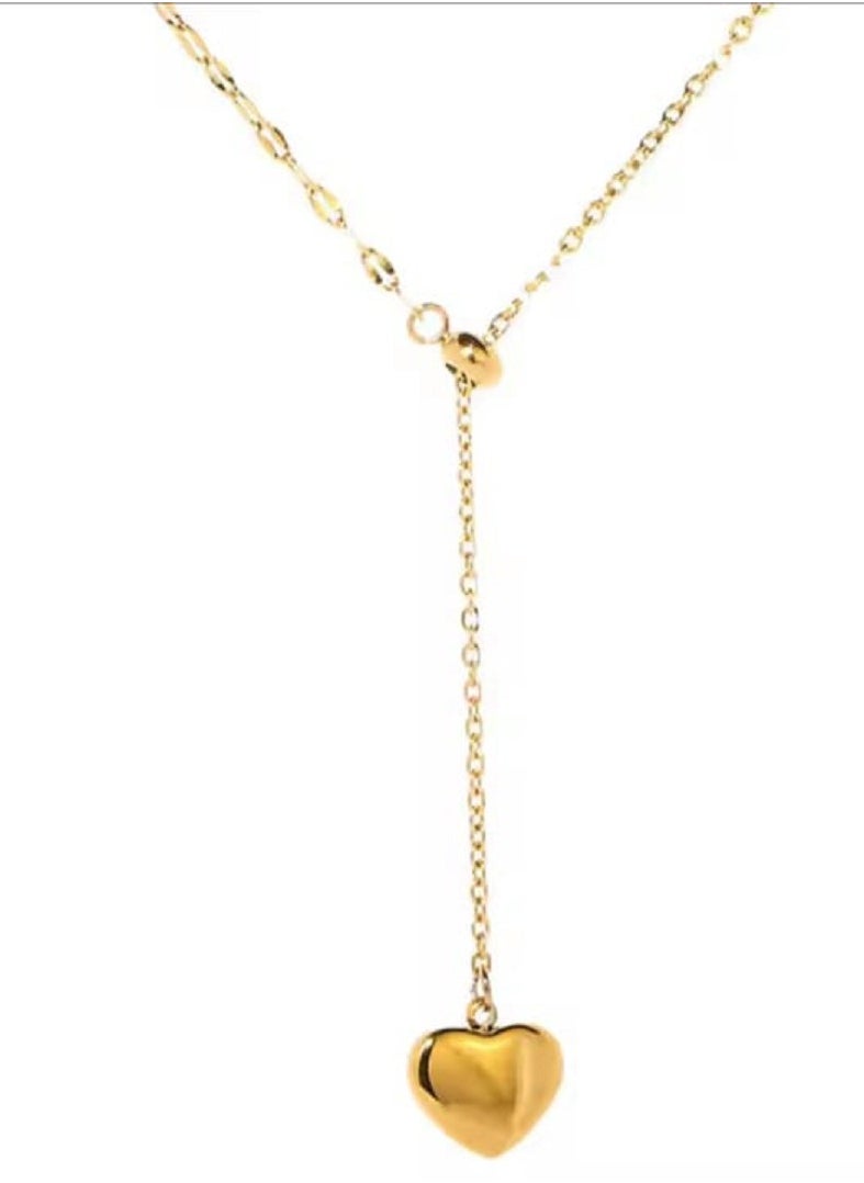Ward - Women's Necklace Adjustable Heart-Shaped with Simple Made of Stainless Steel in Gold Color - Image 1