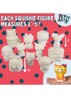 SCS Direct Diy Jumbo Animal Squishies 3.5" -6" (12Pc) & Fabric Paint (12 Bottles) Combo Pack- White Kawaii Slow Rising Squishy Toys For Drawing, Painting, Decorating - Scented Stress Relief Craft  - Image 5