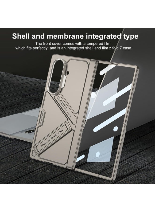 عام غطاء سامسونج جالكسي زد فولد 7 مع حماية الشاشة - واقي مفصلة مدمج رفيع جدًا، حامل قائم، شحن لاسلكي، حماية العدسة، غطاء رفيع - Image 2