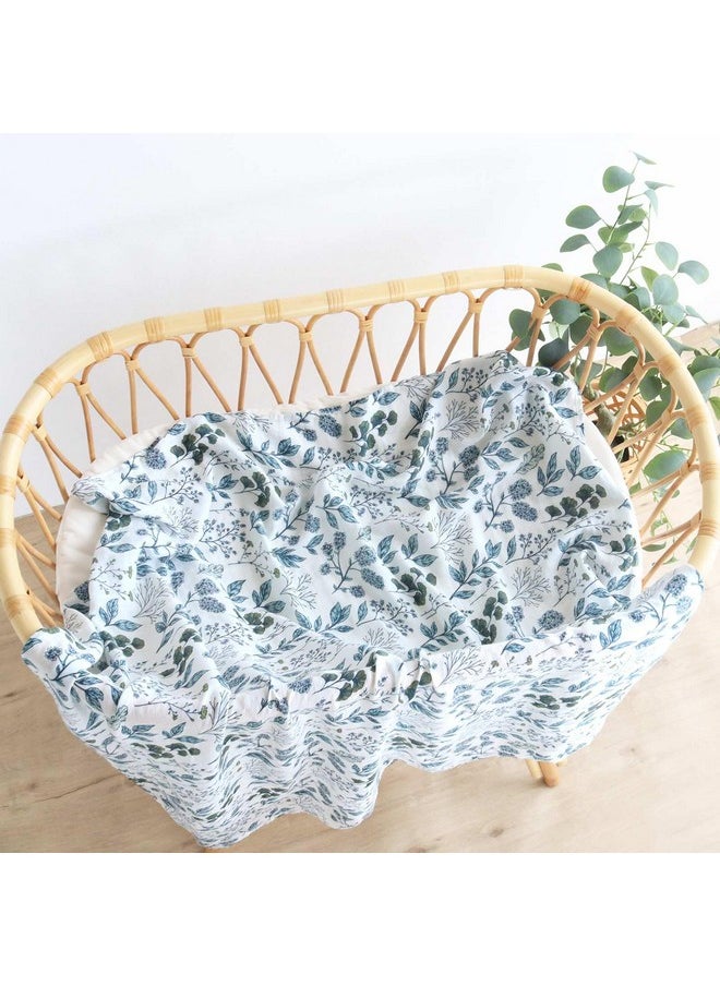 LifeTree Muslin Swaddle Blankets Neutral, Baby Swaddling Wrap Nursery Blanket For Boys & Girls, Soft 70% Viscose From Bamboo And 30% Cotton, Large 47 X 47 Inches, Blue And White Porcelain & Checkered  - Image 2