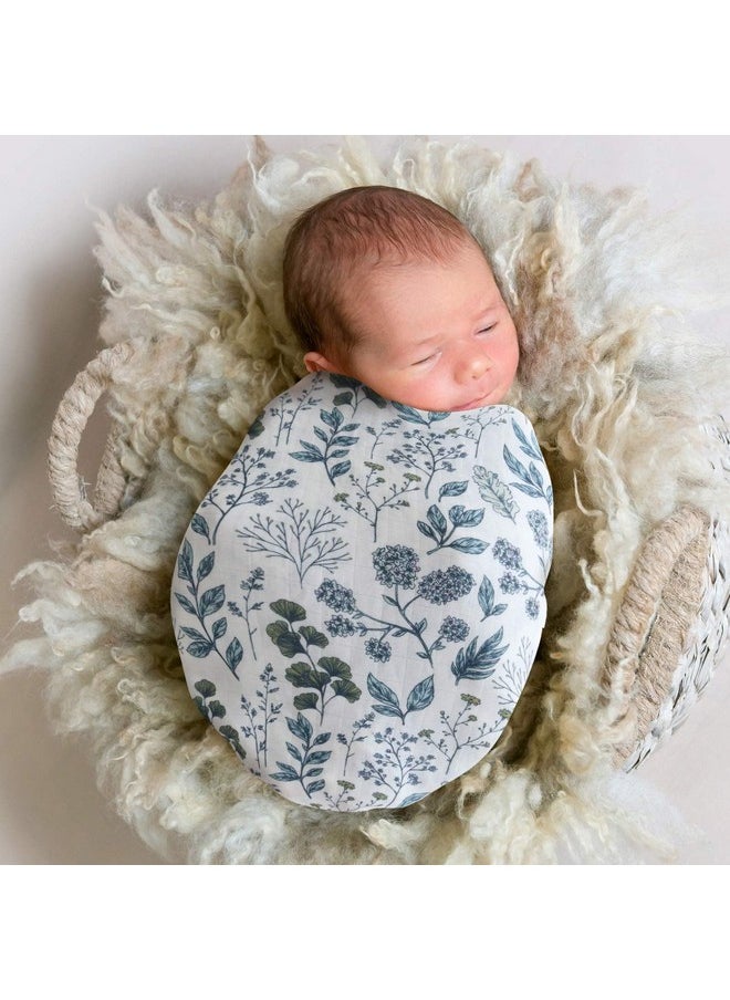 LifeTree Muslin Swaddle Blankets Neutral, Baby Swaddling Wrap Nursery Blanket For Boys & Girls, Soft 70% Viscose From Bamboo And 30% Cotton, Large 47 X 47 Inches, Blue And White Porcelain & Checkered  - Image 4