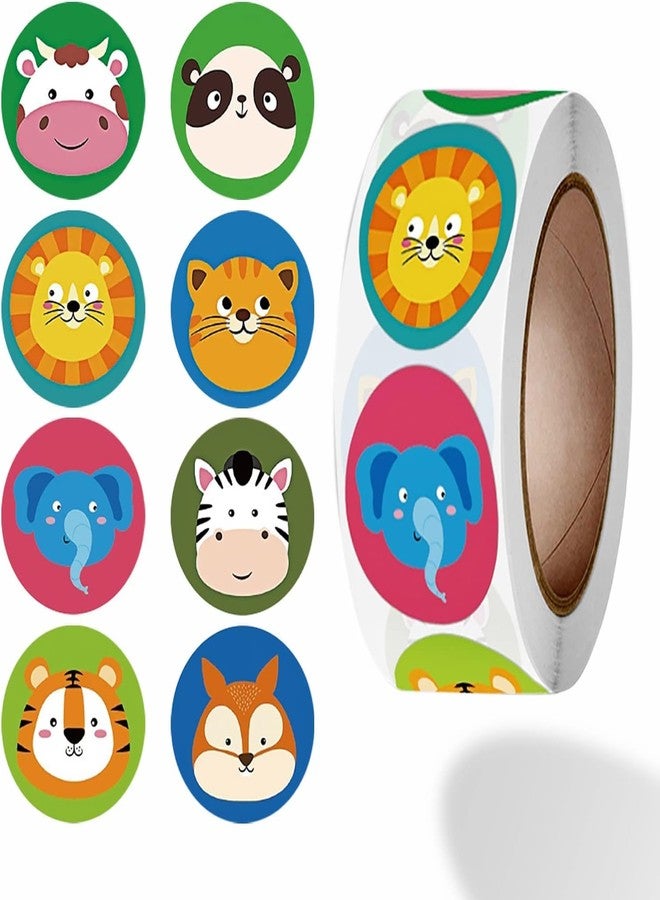 Slipps 500 Incentive Stickers Adorable Round Animal Face Encouraging Stickers Teacher Reward Motivational Sticker in 8 Designs with Perforated Line (Jungle Animals)