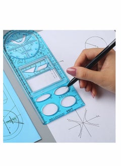 SYOSI Drawing Ruler Geometric Ruler Drawing Template Measuring Tool Plastic Draft Rulers for School Office Supplies for Studying  - Image 5