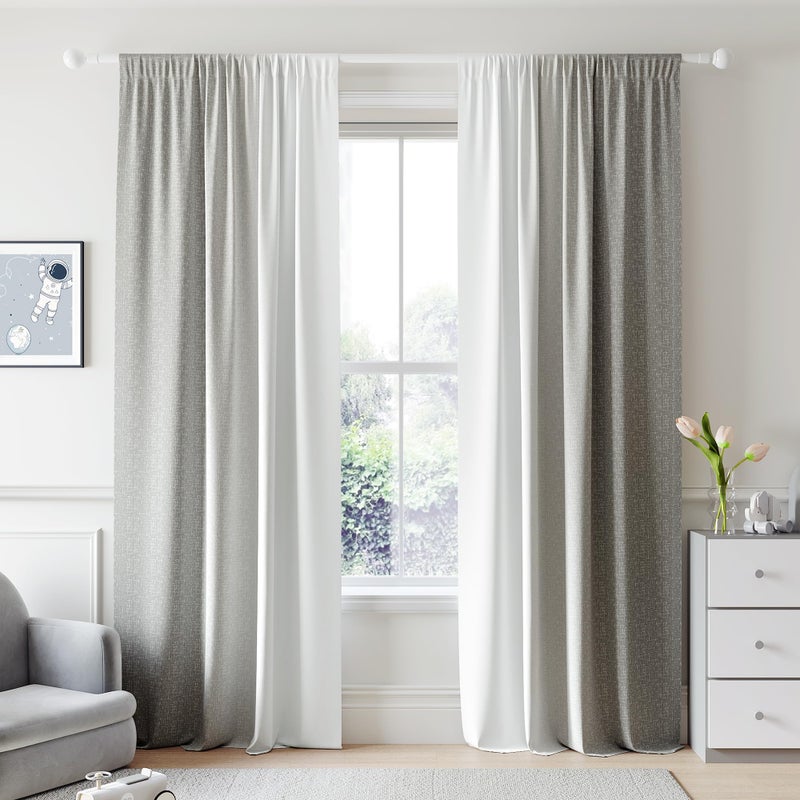 Geomoroccan Ombre 100 Blackout Curtains 96 Inches Long 2 Panels for Bedroom Living Room Grey White Gradient Patterned Light Blocking Thermal Insulated Rod Pocket Window Treatment Drapes