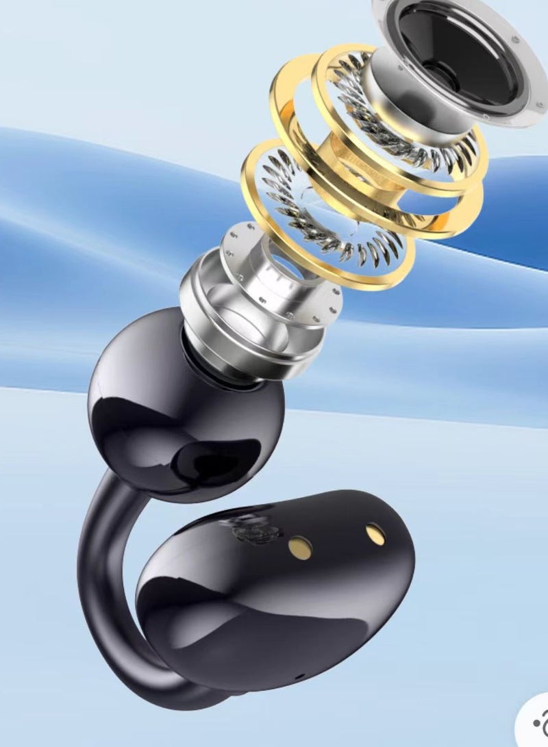 سماعات الأذن اللاسلكية, سماعات الأذن بلوتوث, تصميم جمالي مستقبلي, الريش مثل ارتداء, الاستماع مفتوح الأذن, عمر البطارية الطويل, نظام التشغيل iOS و Android الأسود - Image 4