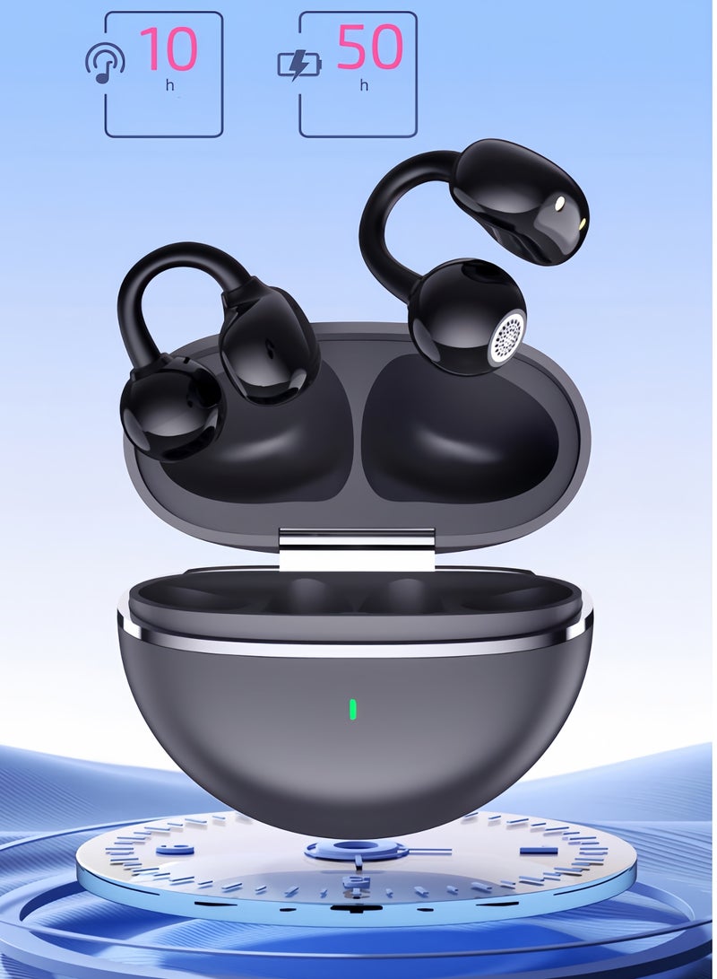 سماعات الأذن اللاسلكية, سماعات الأذن بلوتوث, تصميم جمالي مستقبلي, الريش مثل ارتداء, الاستماع مفتوح الأذن, عمر البطارية الطويل, نظام التشغيل iOS و Android الأسود - Image 1