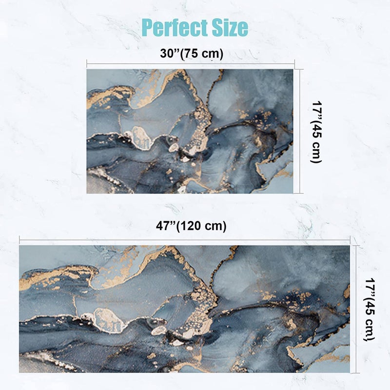 Maharsh Modern Kitchen Floor mat with Water and Oil Absorption, Anti Slip Crystal Velvet Long Strip Foot mat Size 17x47 17x30 Inch (45X120 45X75 CM) (Sky Blue) - Image 2