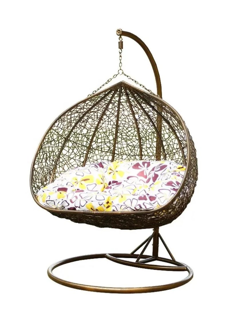 Wooden Twist Hanging Egg Swing Chair With Stand Outdoor Hammock With Cushion 550lbs For Patio, Garden, And Balcony ( Bronze ) - Image 4