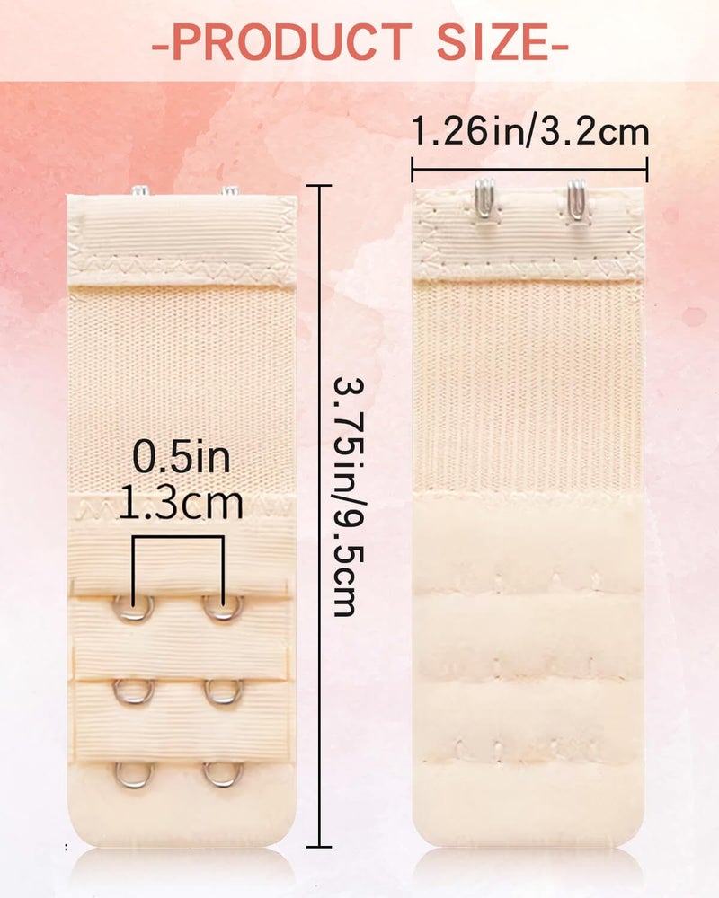 JELIEE 6 PCS Women's Bra Extenders 2 Hook 3 Row Soft Comfortable Stretchy Bra Extension Strap Elastic Bra Band Hook Bra Strap Extender Bra Extenders 2 Hooks Plus Size - Image 2