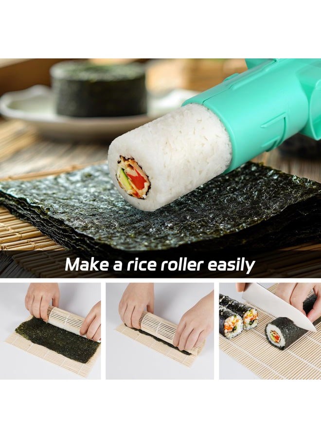 AISHN Sushi Making Kit, Upgraded 11.8 Inches Sushi Roller, Sushi Rolling Mat Sushi Maker Sushi Kit, Sushi Bazooka Easy Made Sushi Cyan - Image 4