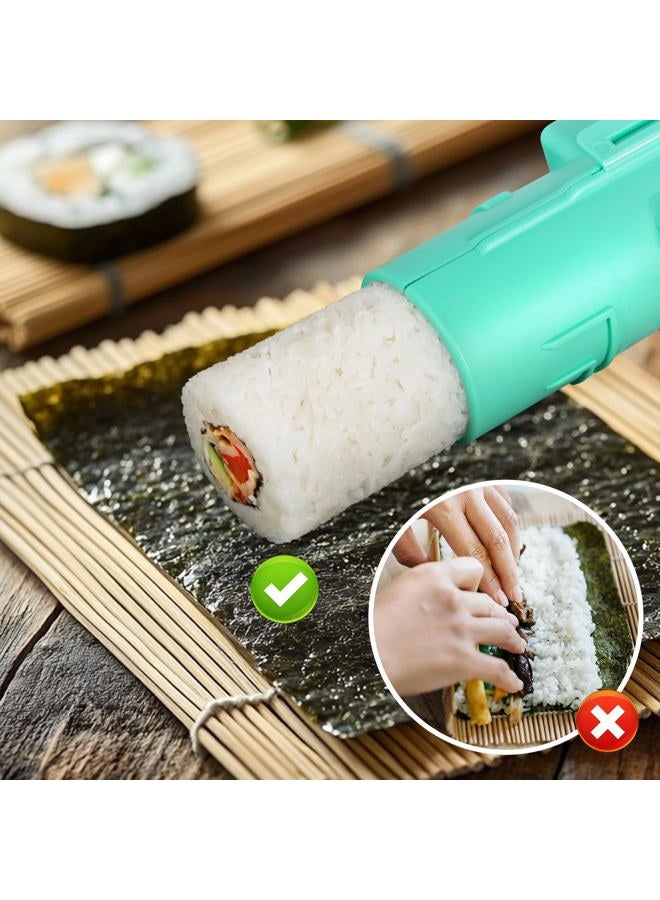 AISHN Sushi Making Kit, Upgraded 11.8 Inches Sushi Roller, Sushi Rolling Mat Sushi Maker Sushi Kit, Sushi Bazooka Easy Made Sushi Cyan - Image 3