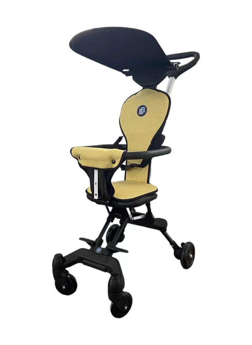 Lovely Baby عربة أطفال جميلة بيبي LB 715HC للرضع - حاملة أطفال بعجلات ومظلة قابلة للدوران 360 درجة - عربة أطفال قابلة للطي وعربة أطفال خفيفة الوزن - كرسي أطفال - أصفر 