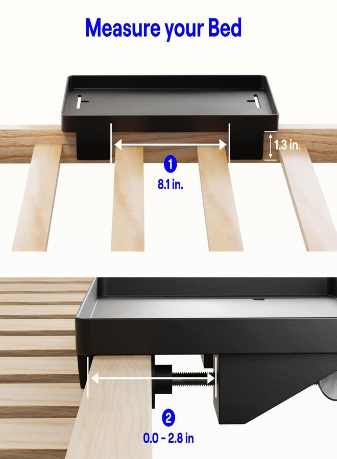 BedShelfie رف BedShelfie الجانبي لسرير غرفة النوم، سرير بطابقين وسرير علوي، مستلزمات غرفة النوم الجامعية، منظم جانبي، صينية مكتب عائمة قابلة للتثبيت، تخزين طاولة السرير الجانبية، ديكور طاولة السرير العلوية - مشبك كابلات، أسود - Image 5